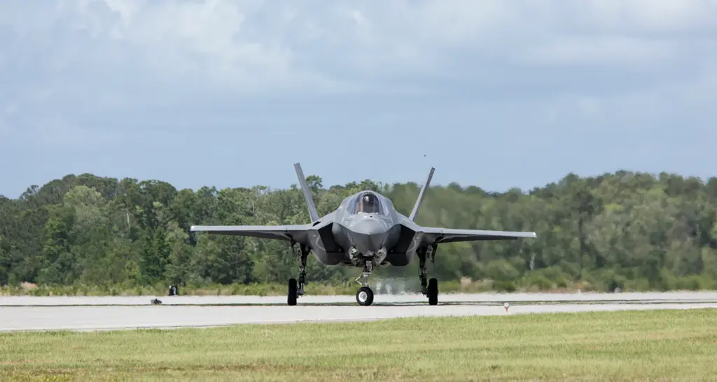 Military fighter aircraft on the flight line supported by Aviation Support Services in defence logistics